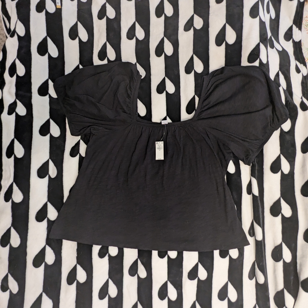 Old Navy Elegant Black Square Neck Puff Sleeve Top - Black - New With Tags XXL - Picture 7 of 11